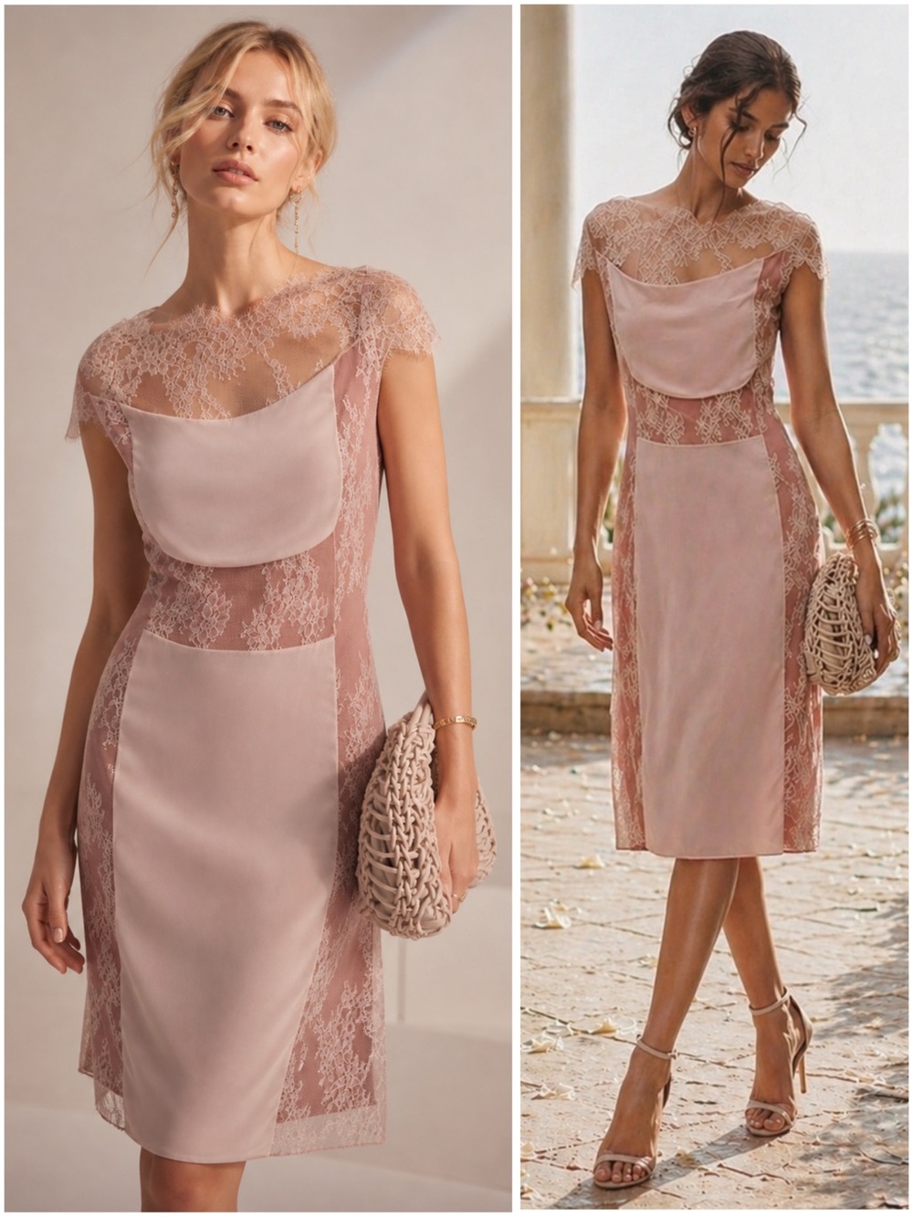 Anthropologie Maeve Lace Slim Knee Dress Dried Coral S NWT Sheer Panel Sold Out